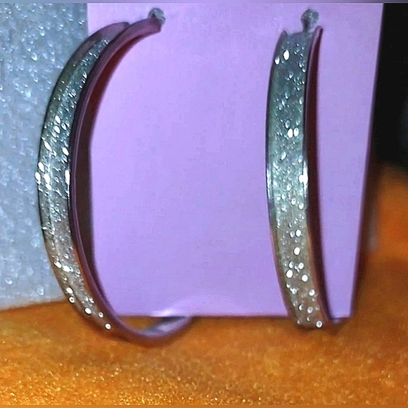 Silver Glitter Hoops - Picture 5 of 12